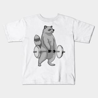 Racoon Bodybuilding Dumbbell Kids T-Shirt